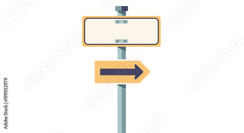 Empty road sign with arrow indicative of simple navigation directions