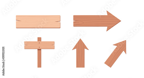 Rustic wooden arrows and signs set in minimalist design