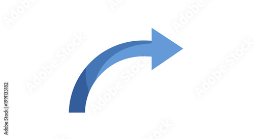 Curved blue arrow icon for directional guidance and navigation