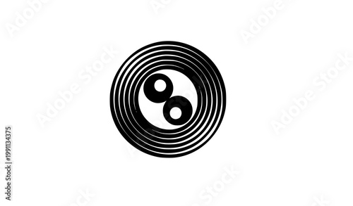 Spiral swirl yin yang abstract icon minimal black and white vector design