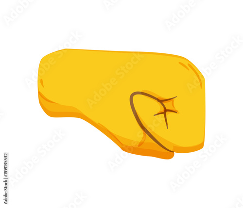 Vector illustration of a yellow side fist gesture. Flat icon for strength, impact, protest, determination, or boxing related design.