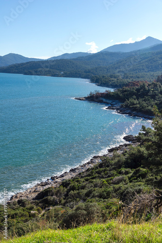 Landscape of coastline of Thassos island, Greece