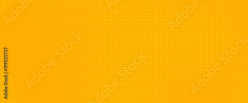 Yellow halftone pattern. Retro comic gradient background. Bright orange pixelated dotted texture overlay. Cartoon pop art faded gradient pattern. Vector backdrop for poster, banner, advertisement
