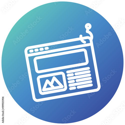 Phishing Gradient Fill Icon Button. Mini Illustration For Modern Concept, Ui, Ux Web And App Development. Related To Cyber Security, Data Protection.