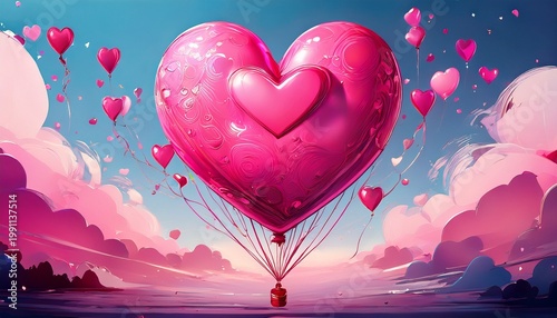 pink heart balloon for party and celebration