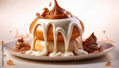 silky cream flowing over a melting sweet treat