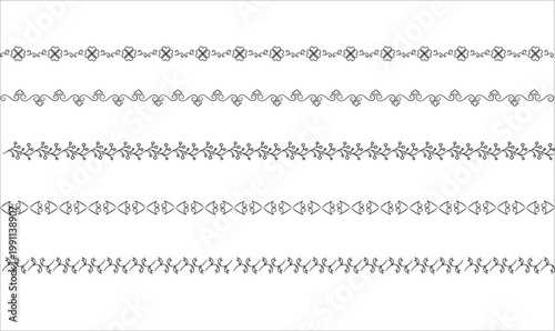 Collection of decorative hand drawn line borders and simple ornamental dividers