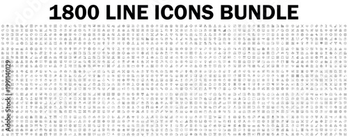 Mega set of vector thin line icons. Editable stroke. Contains such icon collection as social media, business, teamwork, commerce, security, office workspace, customer service. Linear pictogram pack.