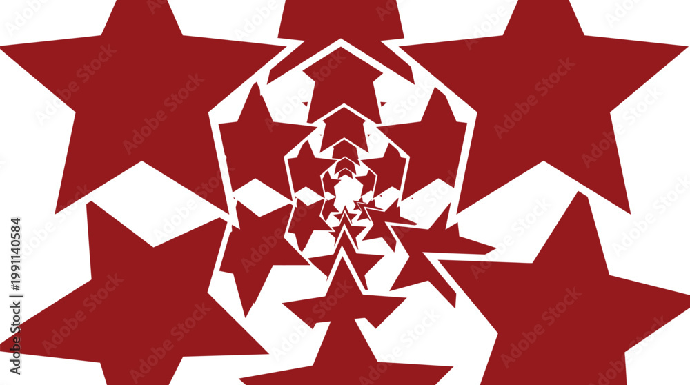 Fototapeta premium Stars arranged in a spiral pattern create a dynamic vortex effect on a clean white background for artistic projects.