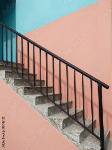 Colorful Stairs Geometric Shadows
