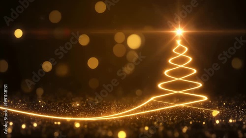 Golden light Christmas tree graphic
