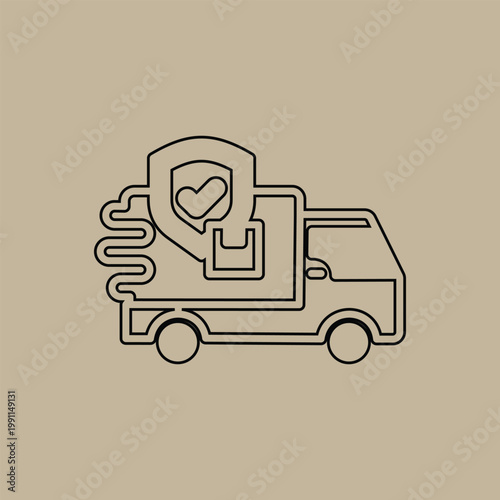 Fast and Secure Delivery Truck with Shield Icon