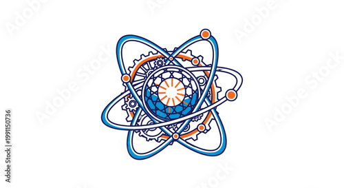 Vibrant illustration of an atomic structure.
