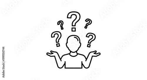 A person with questioning expressions and doubts.