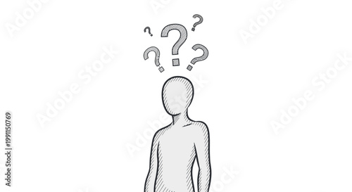 A person with question marks above head.