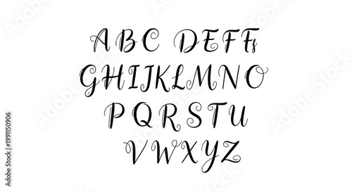 Alphabet letters in decorative font style.