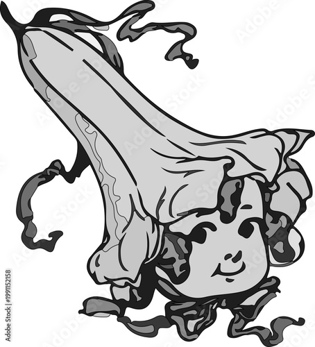 Whimsical Nature Inspired Girl Portrait Illustration Featuring Flower Heads in Classic Watercolor Style