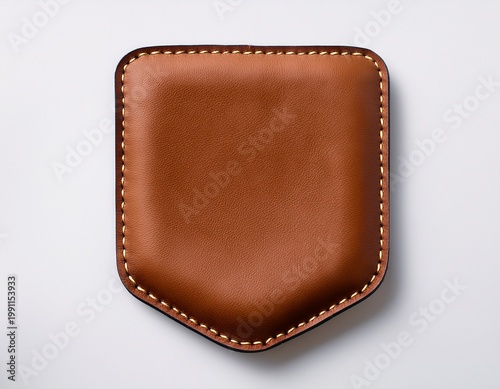 empty brown leather blank patch on white background ready for custom text or logo design