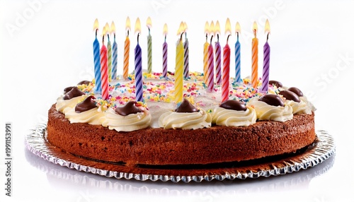 birthday cake with candles isolated