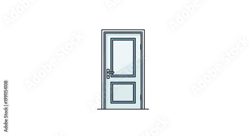 Minimalist Flat Vector Illustration of a Modern Closed Door Icon on White Background