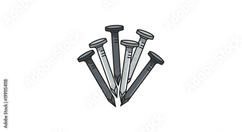 Stylized Metal Nails Illustration for Construction, Carpentry, and DIY Hardware Projects