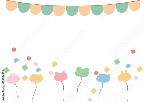 幼稚園 お誕生日会 招待状テンプレート シンプル可愛いデザイン（編集可能）