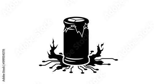 Black paint can with splashes.