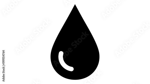 Black water drop icon isolated on white background simple vector illustration of a liquid droplet symbol for web or prin