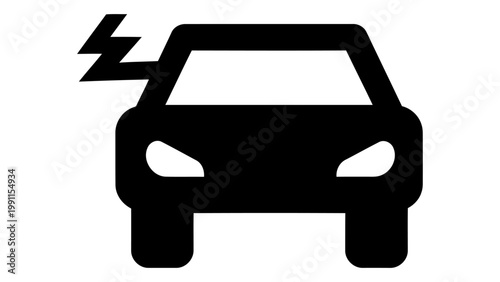 Electric car icon, symbol of ecofriendly vehicle, electric mobility sign, vector illustration isolated on white backgrou