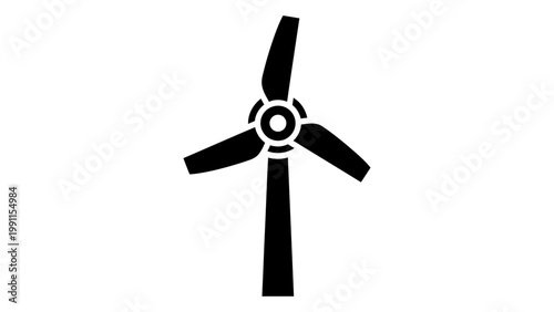 Wind turbine icon silhouette renewable energy symbol black wind power generator sign