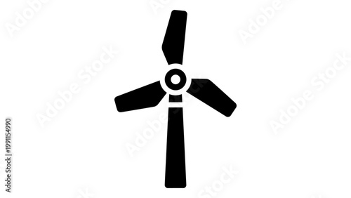 Wind turbine icon, renewable energy symbol, flat design element for sustainable power concepts, isolated on white backgr