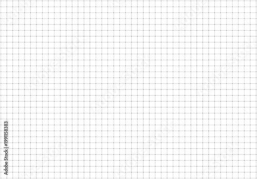 Grid black dotted texture on white. Wide squared black grid paper. Notebook blank sheets. Typographical template to make notebooks production. Mathematics dashed grid pattern. Education backdrop.