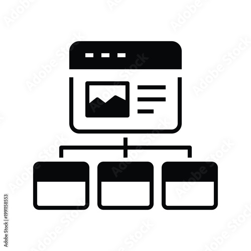 Black Site Map Icon with solid or glyph style