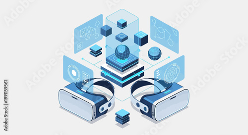 Immersive Virtual Reality Experience with Advanced Data Visualization and Connectivity in a Futuristic Digital Metaverse Landscape