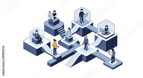 Exploring collaborative workflows and business networks through isometric digital representation