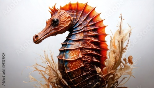 Detailed Seahorse Sculpture with Intricate Design and Vibrant Colors.