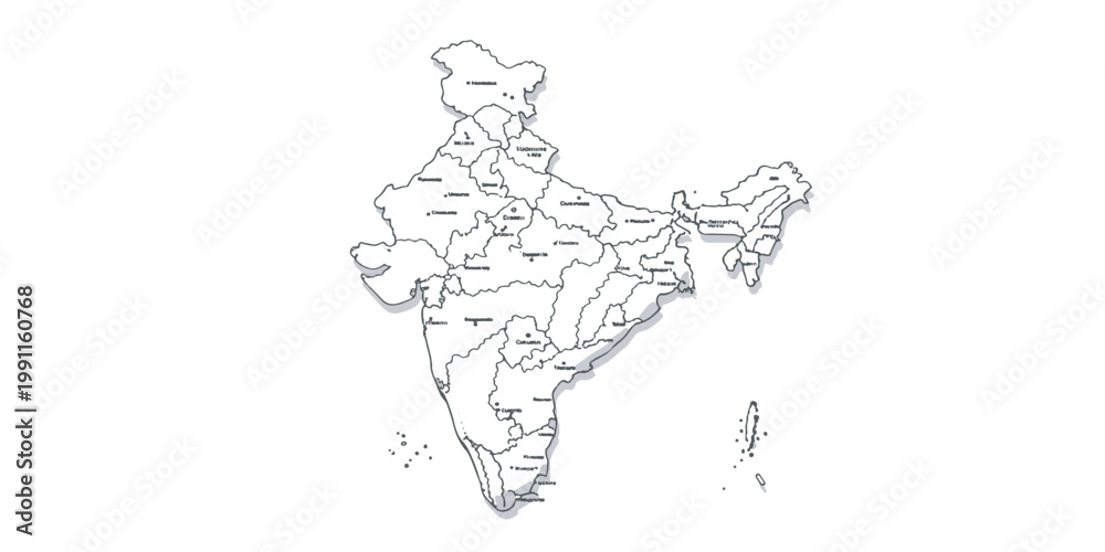 Fototapeta premium India Map Scribble Sketch Vector Illustration Clean Line Art Design