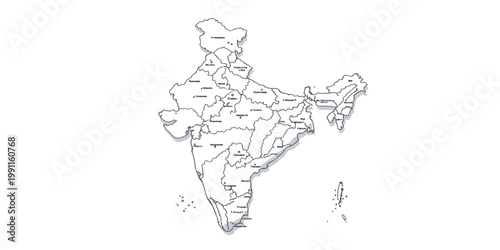India Map Scribble Sketch Vector Illustration Clean Line Art Design