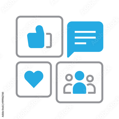 Blue and gray two tone social signals icon