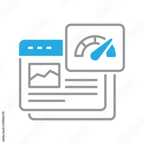 Blue and gray two tone site speed icon