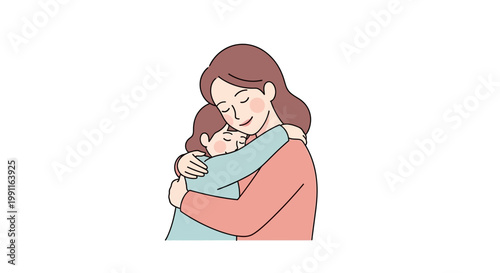 Mother and Child Hugging with Love and Affection - Tender Embrace