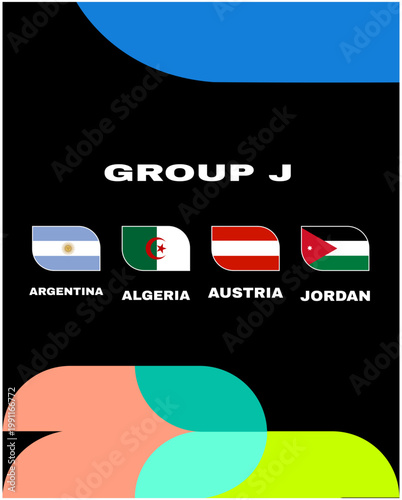 Argentina Austria Algeria And Jordan Group J Flags Countries Football Teams Symbol Design Vector Illustration