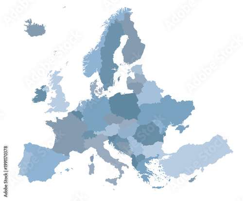 Map of Europe with countries borders