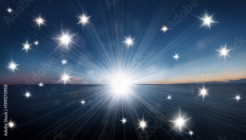 Glowing White Stars With Shimmering Rays And Lens Flare Effects Great For Christmas Designs And Magical Illustrations Transparent Background Format