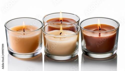 Beautiful Wax Candles Candles In Glass Holders Isolated On Transparent Background