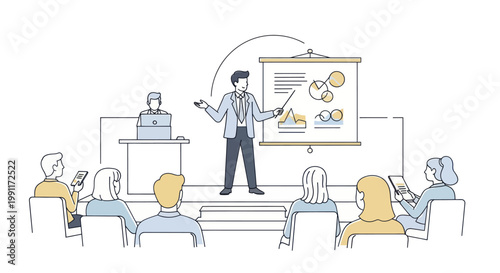 Business Presentation Meeting with Speaker and Audience.