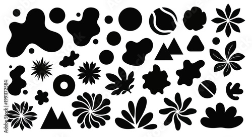 Collection of Abstract Black Shapes and Silhouettes.