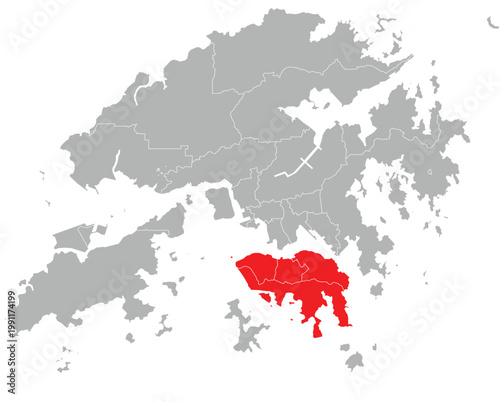 Bild auf Leinwand Hong Kong Island Region Highlighted on Hong Kong Map Vector Illustration