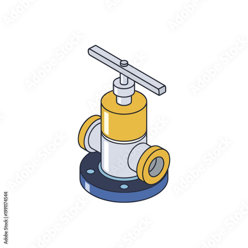 Industrial Valve with Handle and Flange Base.