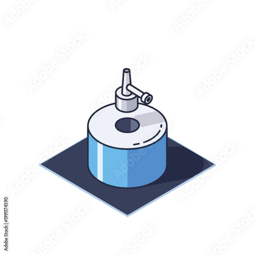 Isometric illustration of a blue and silver air duster can.